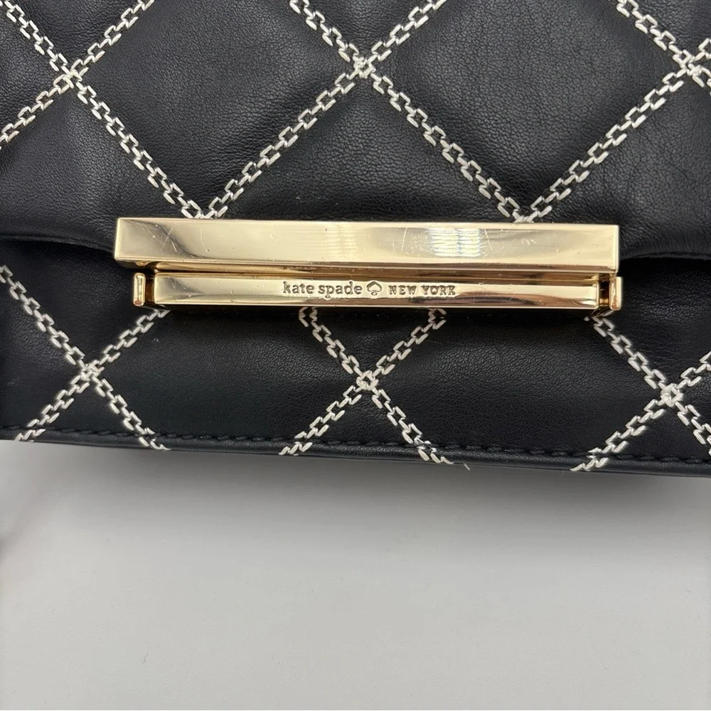 Kate Spade Quilted‎ Black Crossbody with Gold Chain